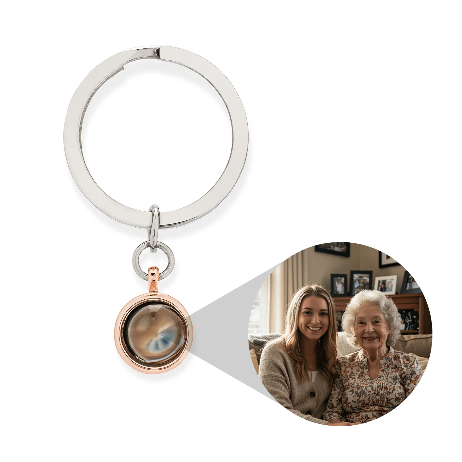 Personalized Circle Photo Keychain - Image 4