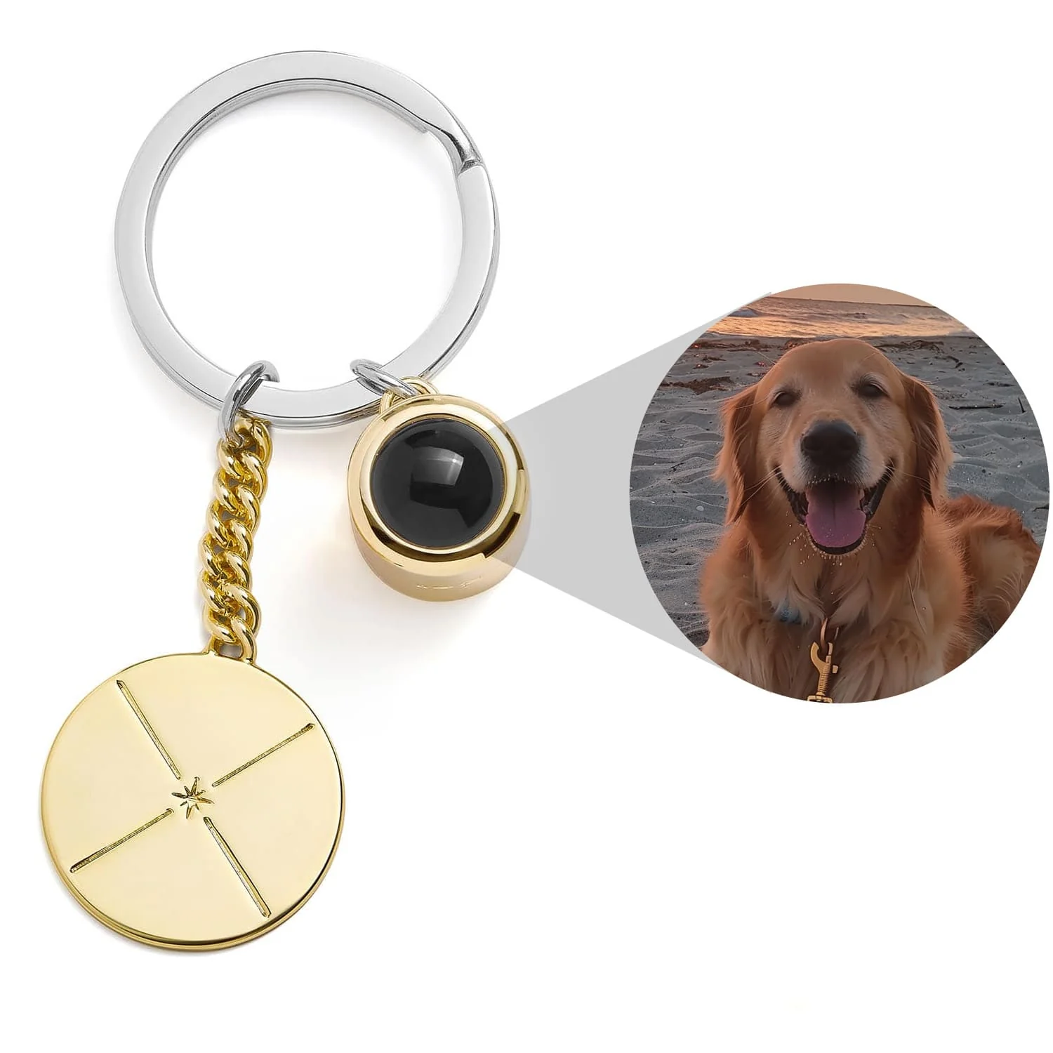 Engravable Circle Photo Keychain - Image 3