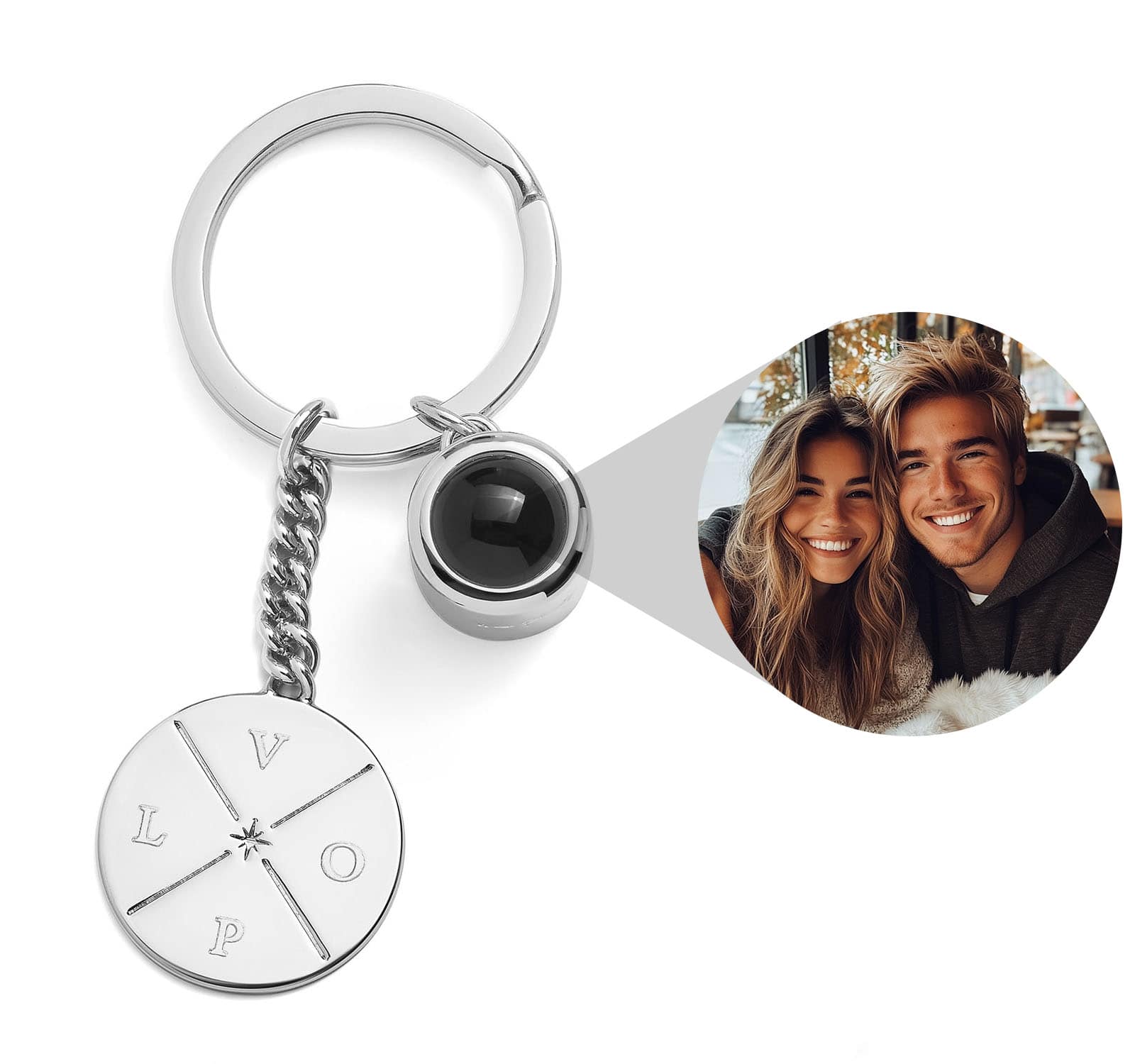 Engravable Circle Photo Keychain - Image 4
