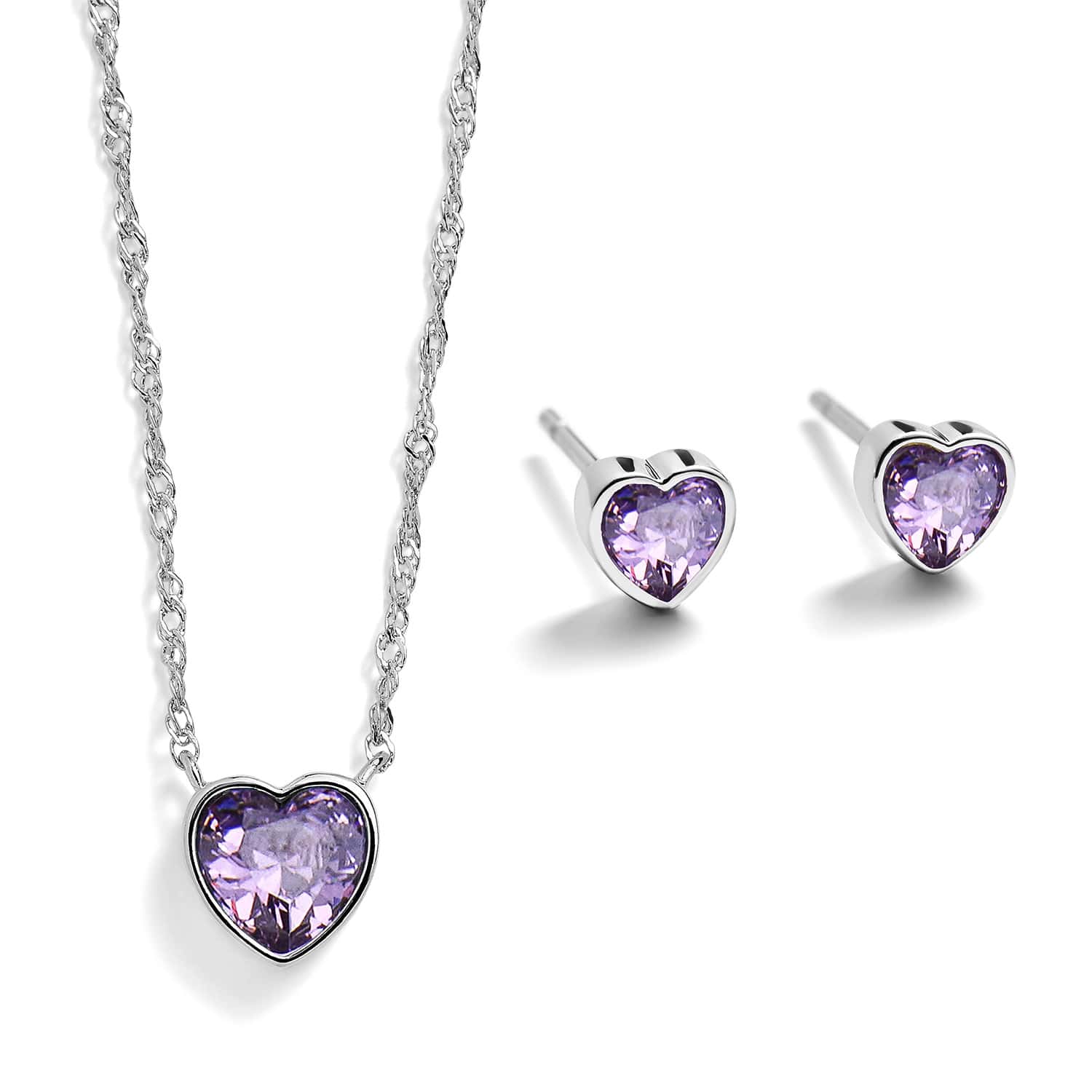 Heart Birthstone Pendant and Stud Gift Set - Image 3