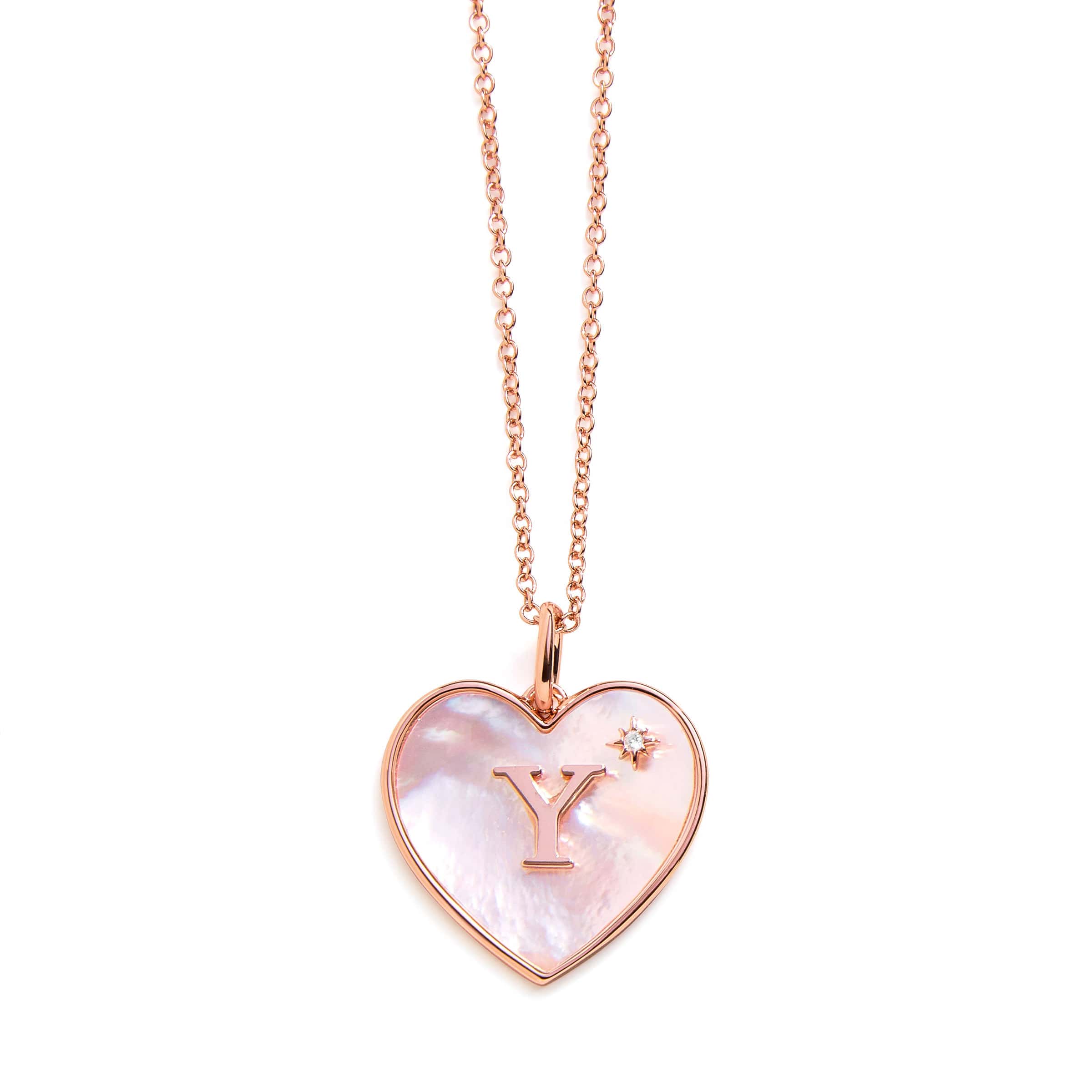 Heart Mother Of Pearl Initial Necklace - Image 24
