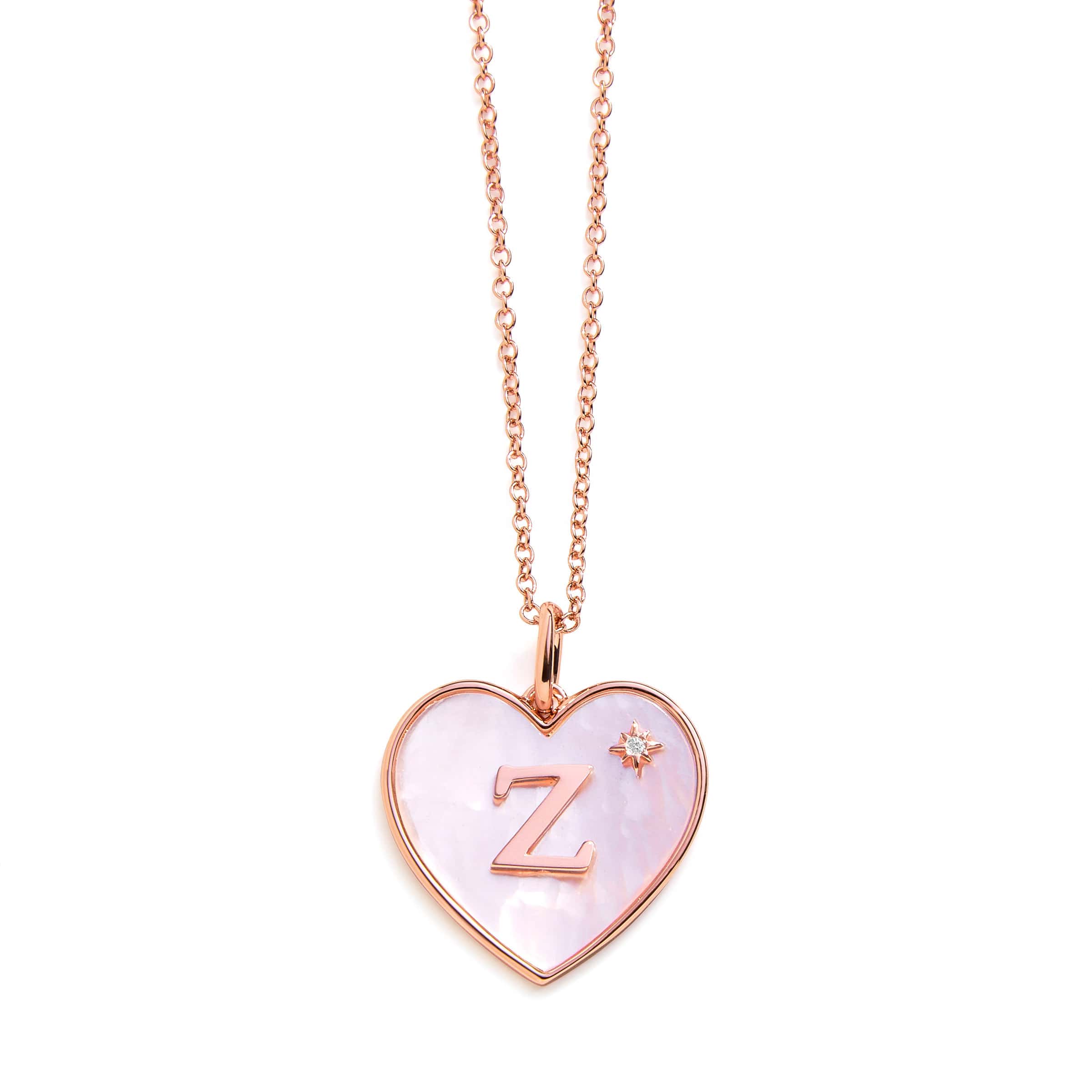 Heart Mother Of Pearl Initial Necklace - Image 25