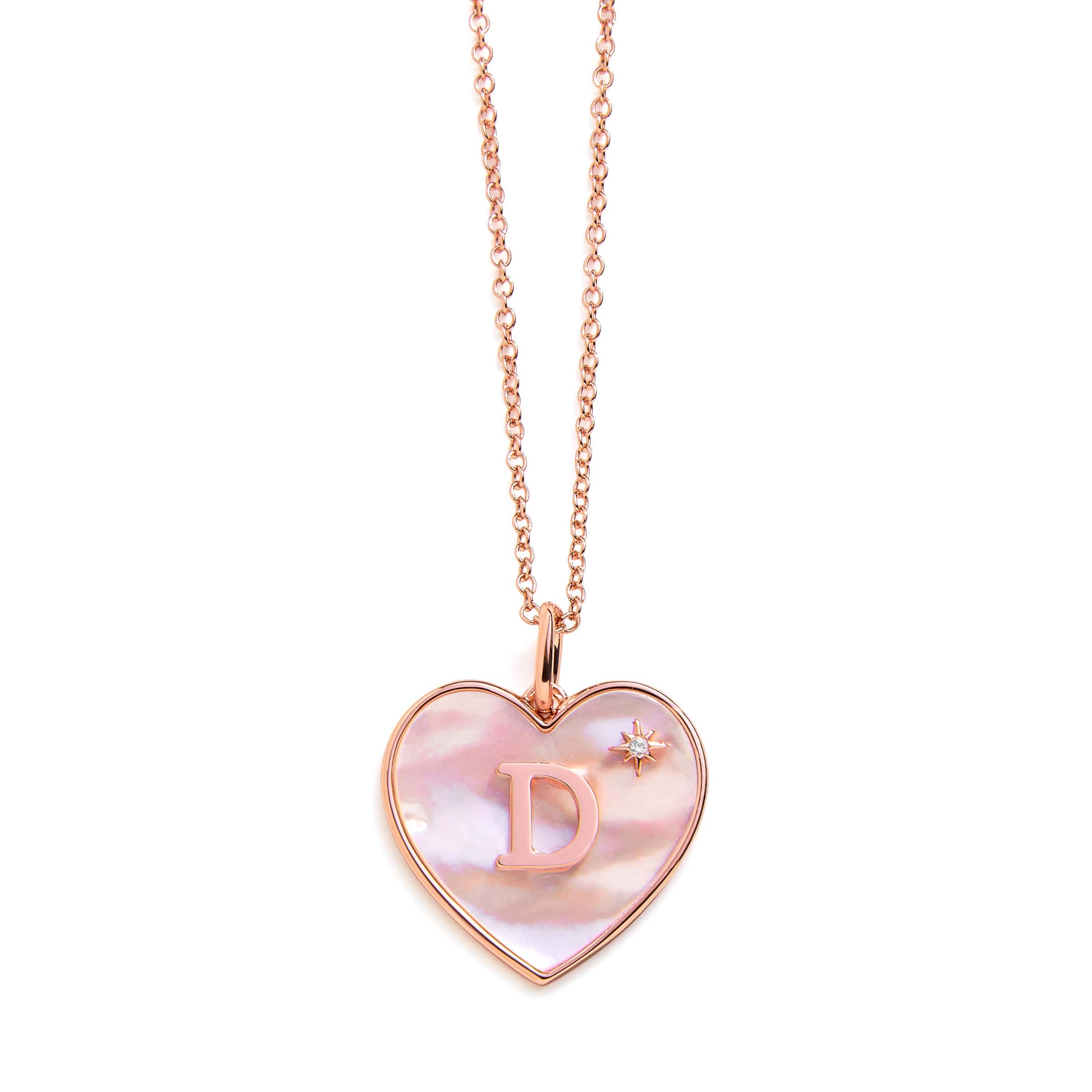 Heart Mother Of Pearl Initial Necklace - Image 3