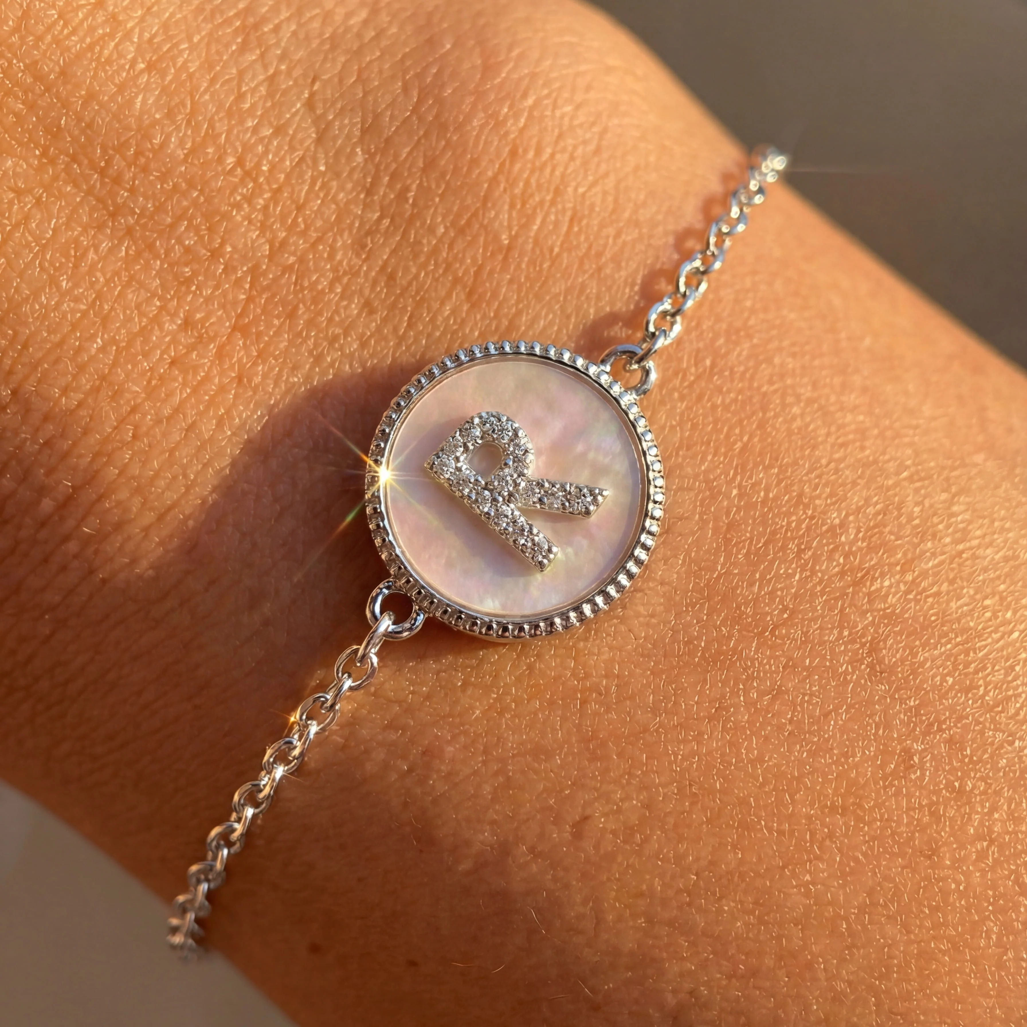 Mother of Pearl Initial Bracelet - Image 53