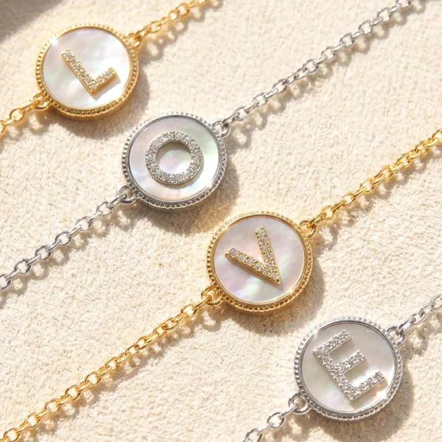 Mother of Pearl Initial Bracelet - Image 54