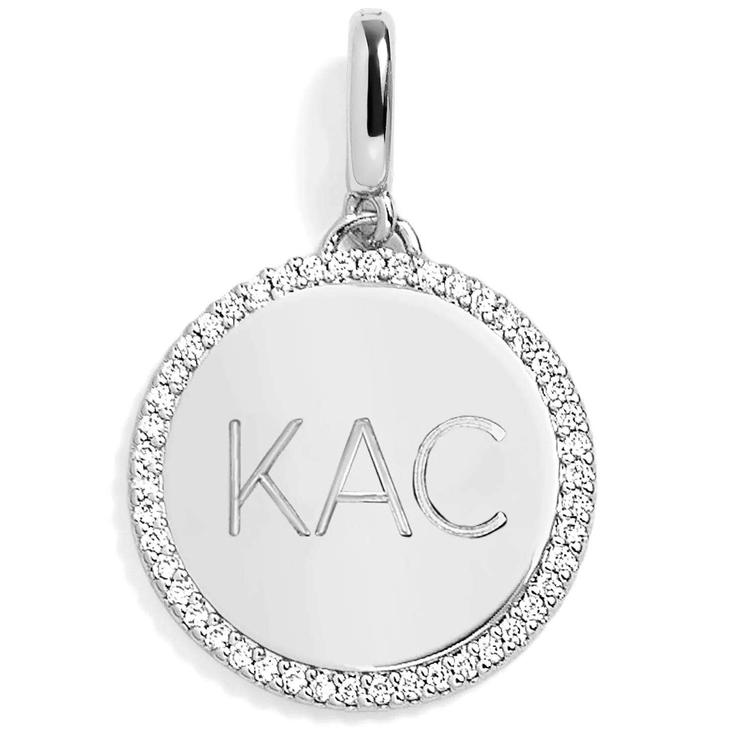 Pavé Engravable Circle Charm - Image 3