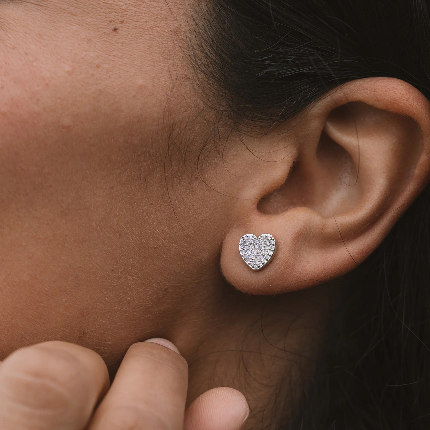 Pavé Heart Earrings - Image 3