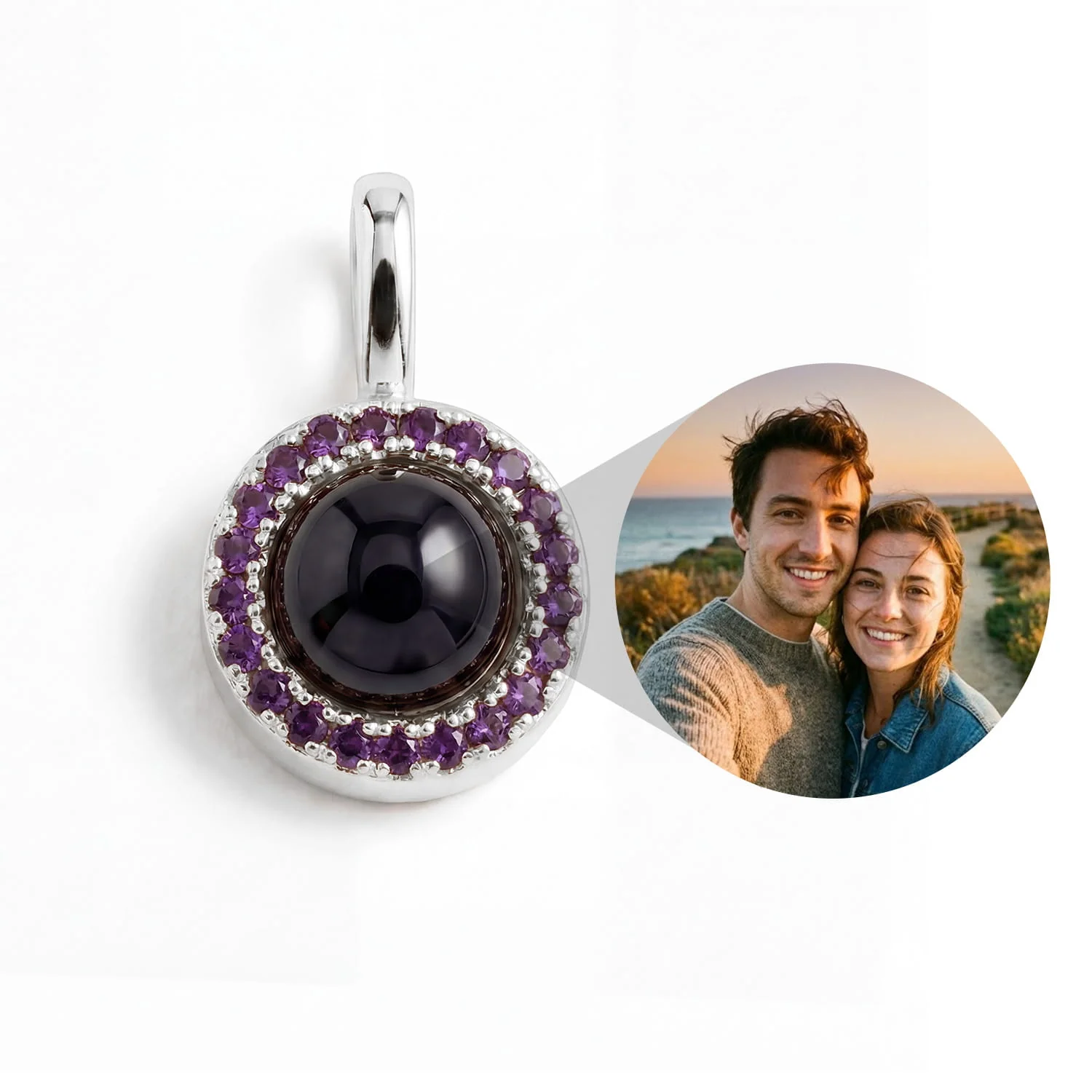 Personalized Birthstone Circle Photo Charm - Image 3