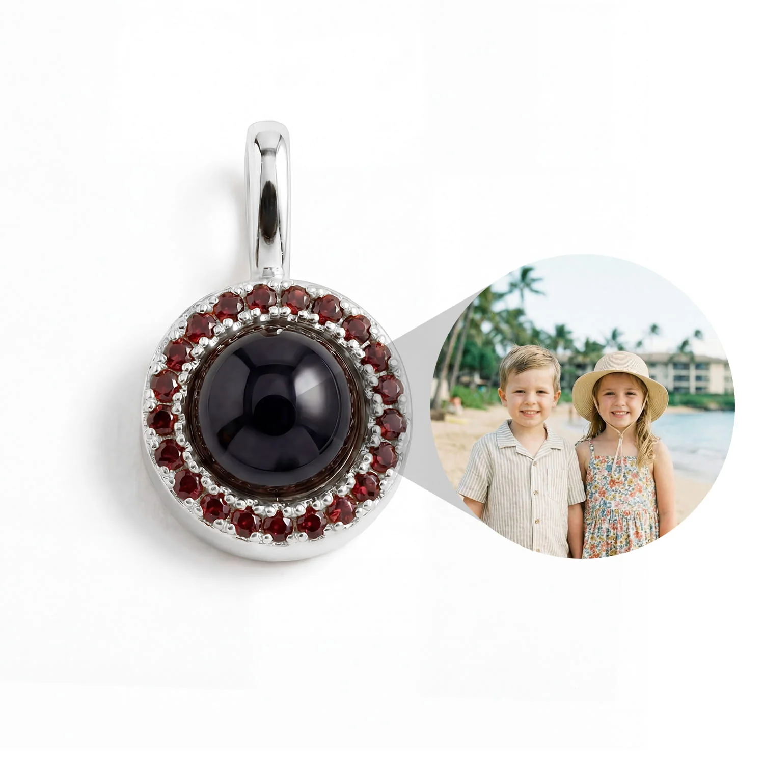 Personalized Birthstone Circle Photo Charm - Image 7