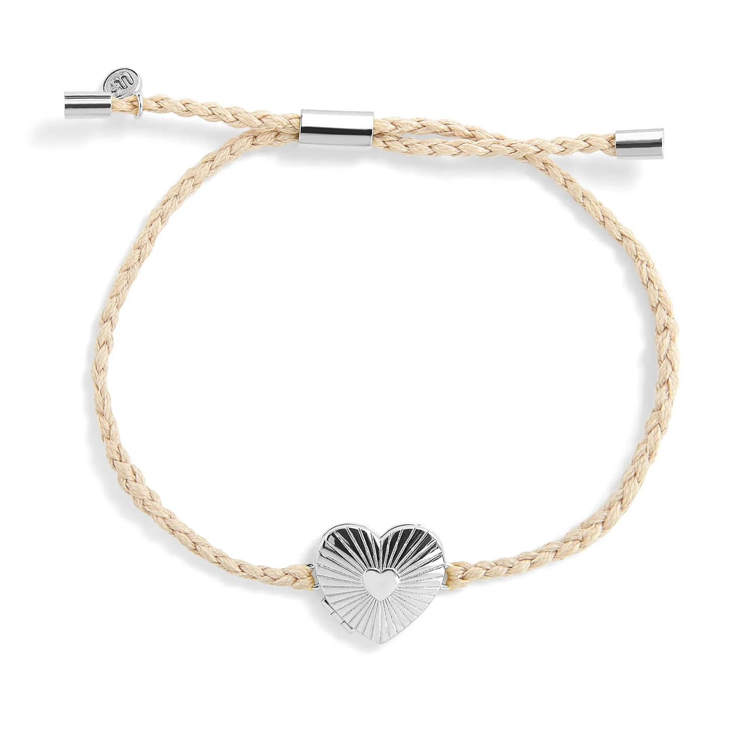 Personalized Fluted Heart Locket Cord Bracelet - Image 3
