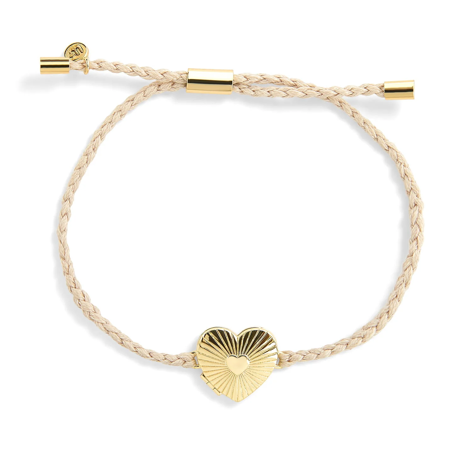 Personalized Fluted Heart Locket Cord Bracelet - Image 4