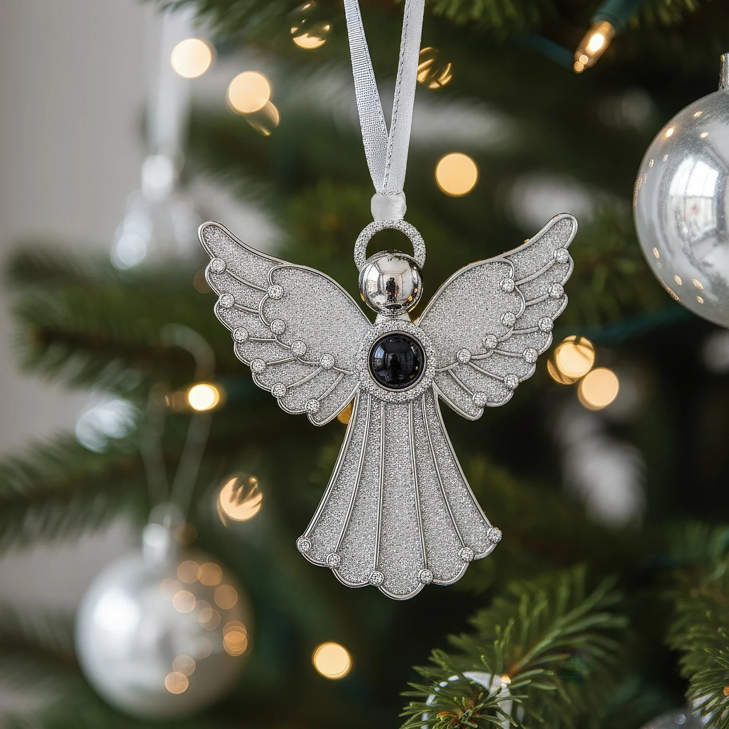 Personalized Glimmering Angel Photo Ornament - Image 3