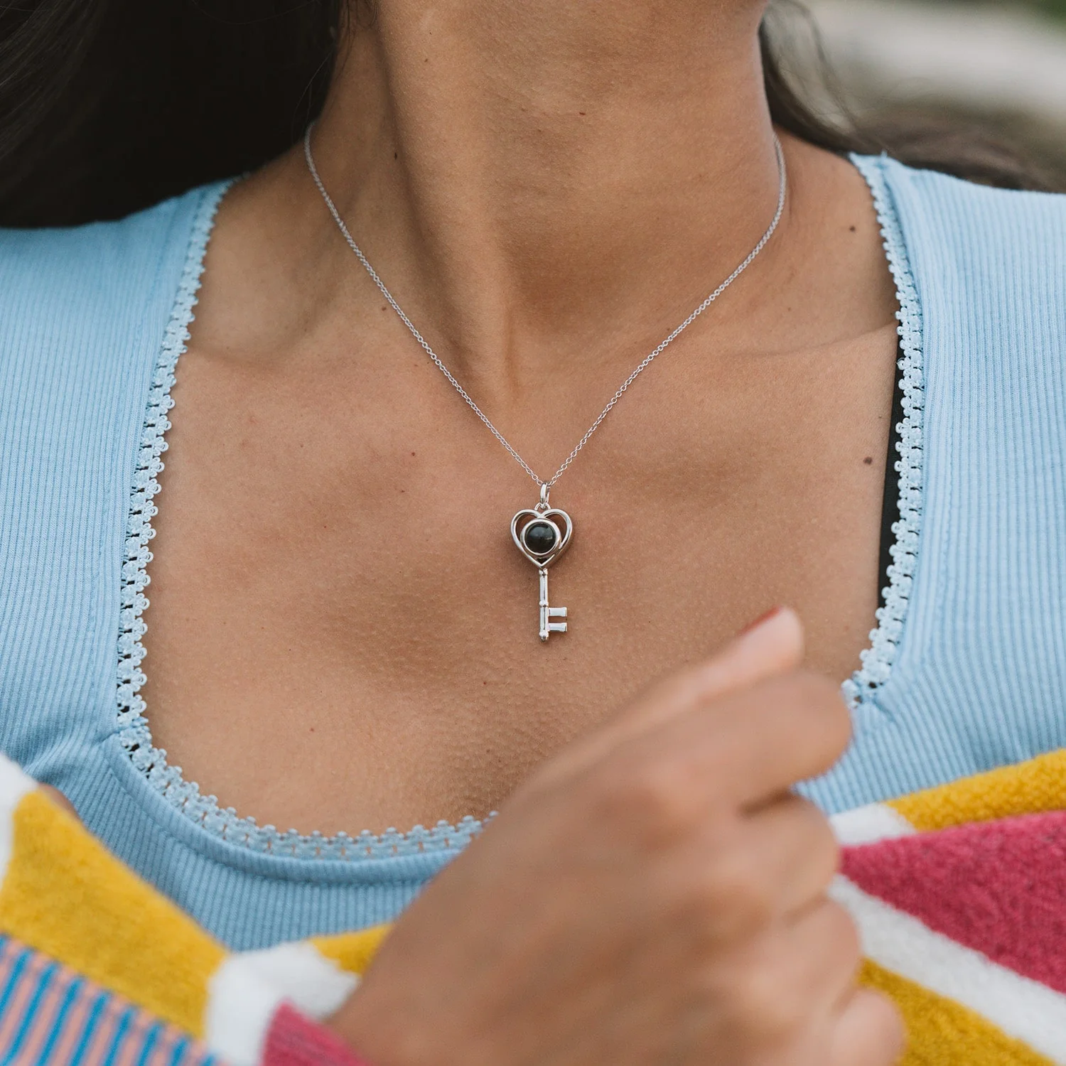 Personalized Heart Key Necklace - Image 4