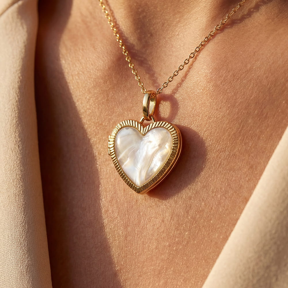 Personalized Mother of Pearl Locket Necklace - Image 3