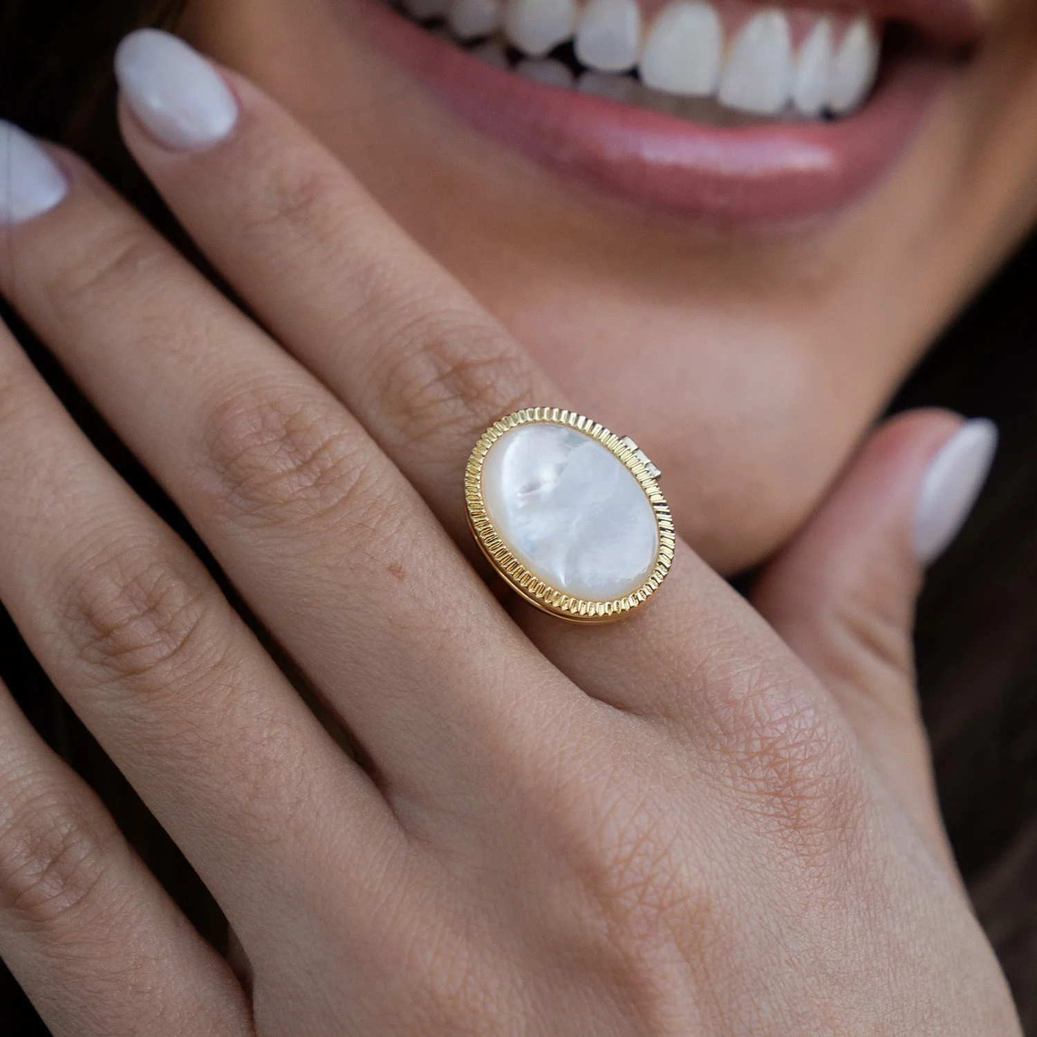 Personalized Mother of Pearl Locket Ring - Image 3