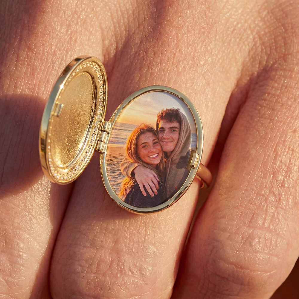 Personalized Oval Locket Ring - Image 5