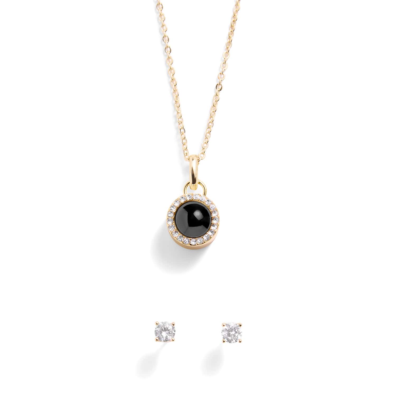 Personalized Pavé Circle Photo Necklace and Earring Gift Set - Image 2
