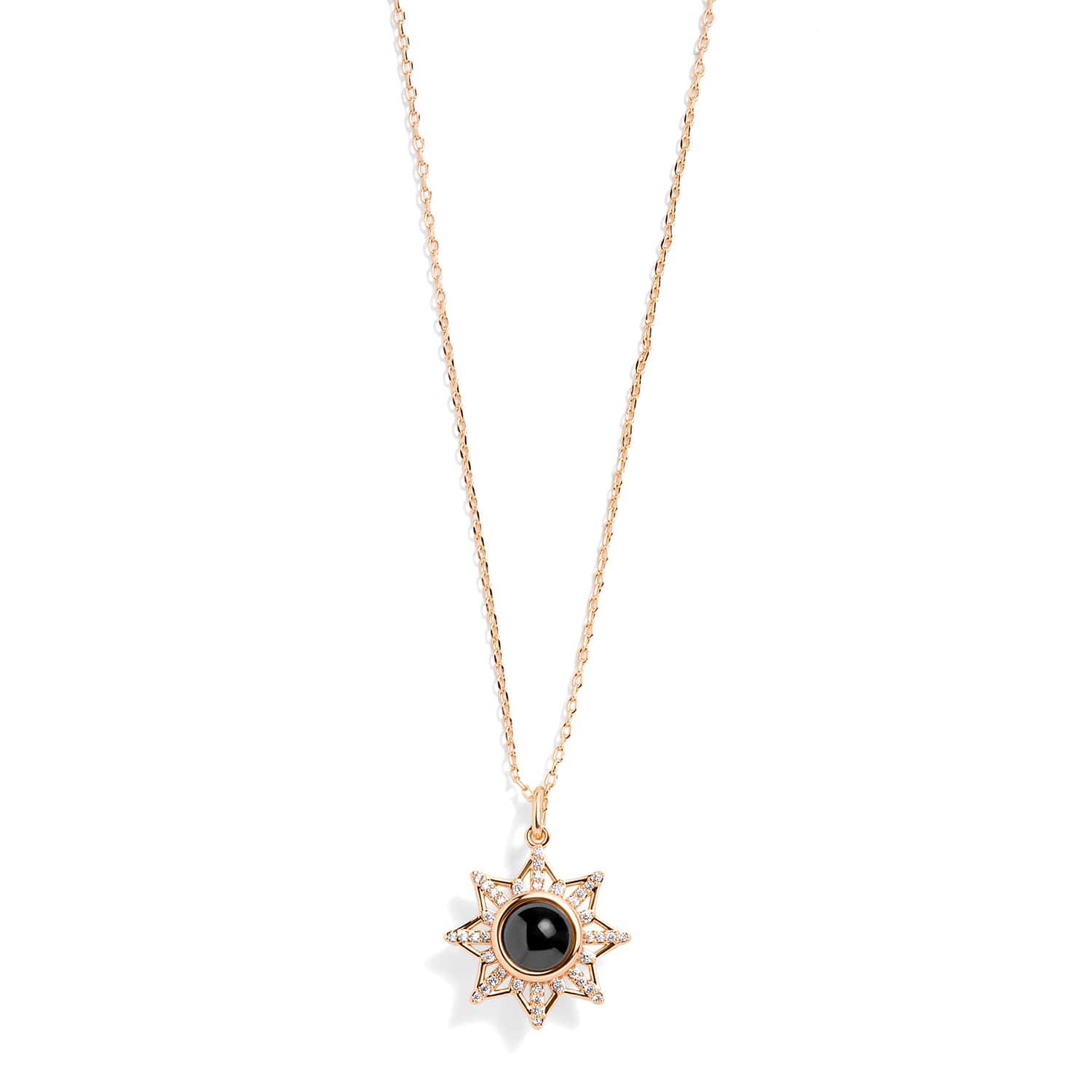 Personalized Pavé Sun Photo Necklace - Image 3