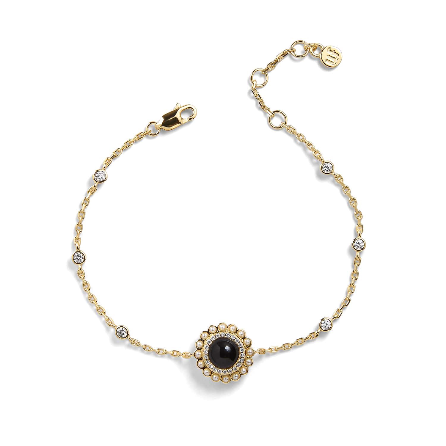 Personalized Pearl Glitz Circle Photo Bracelet - Image 2