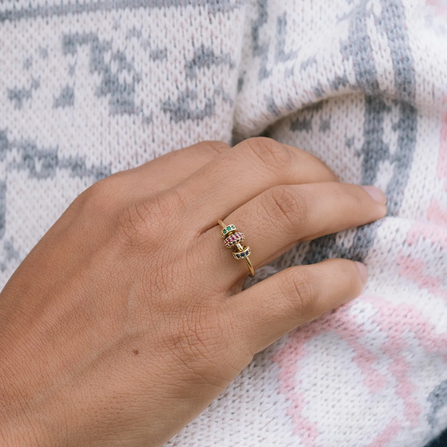 Rondelle Trio Fidget Ring - Image 4